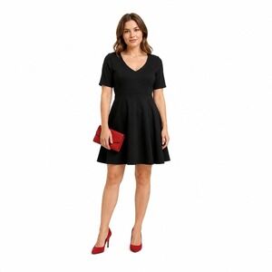 Torrid Black Fit & Flare Dress Size 0 , 10/12 V-Neck Skater Dress Little Black